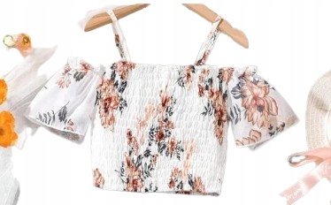 SHEIN DZIEWCZĘCY TOP KRÓTKI Z MARSZCZENIEM W KWIATY 146-152 1ŁUE