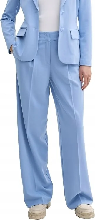 TOM TAILOR BŁĘKITNE ELEGANCKIE SPODNIE Z WKANTEM I ZASZEWKAMI 32/30 7FA