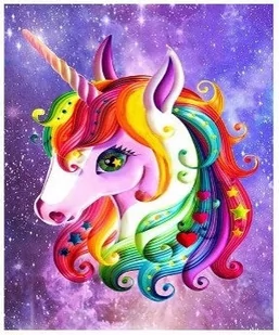 Diamentowa Mozaika Jednorożec Słodki Portret 30x40 - Zabawki kreatywne - miniaturka - grafika 1