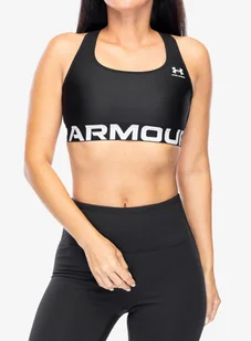 Biustonosz sportowy Under Armour HeatGear Authentics Mid Branded Bra - black/white - Bielizna sportowa damska - miniaturka - grafika 1