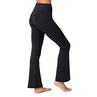 Spodnie damskie - LOS OJOS Damskie spodnie do jogi Bootcut – wysoka talia, trening, bootleg, joga, legginsy z kontrolą brzucha, czarny, XL - miniaturka - grafika 1