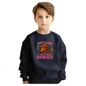Bluzy dla dziewczynek - BLUZA DZIECIĘCA KOŃ DZIEWCZYNA KOCHA KONIE 134-140 DLA CHŁOPCA DZIEWCZYNKI - miniaturka - grafika 1