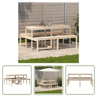 Stoły ogrodowe - The Living Store Stół piknikowy - 160x134x75 cm - lite drewno sosnowe - Stół Piknikowy - miniaturka - grafika 1