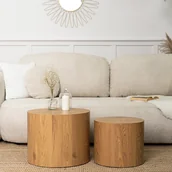 Ławy i stoliki kawowe - Zestaw Drewnianych Stolików Kawowych LEILA 43 cm/53 cm Dąb Naturalny Skandynawski Loft - miniaturka - grafika 1