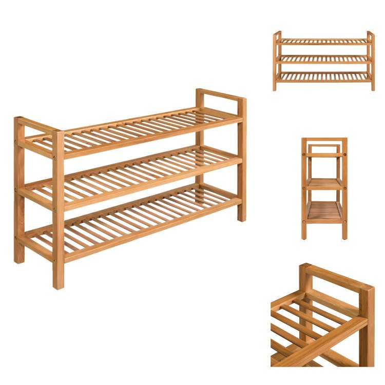 vidaXL Stojak na buty z 3 półkami 100x27x60 cm lity dąb - Stojaki i szafki na buty