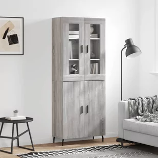 vidaXL Witrynka szary dąb sonoma 69,5x34x180cm materiał drewnopochodny - Witryny - miniaturka - grafika 1