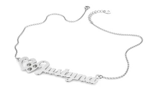 Naszyjnik srebrny z imieniem i sercami Swarovski Crystals - Naszyjniki - miniaturka - grafika 3