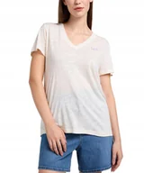 Koszulki i topy damskie - T-shirt Lee V NECK TEE 112350251 Ecru XS - miniaturka - grafika 1