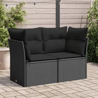 Sofy ogrodowe - Sofa ogrodowa z poduszkami, 2-osobowa, czarna, polirattan Lumarko! - miniaturka - grafika 1