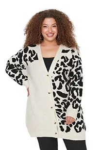 Trendyol Damski sweter kardigan z dekoltem w serek oversize plus size, wielokolorowy, XL, wielobarwny, XL - Swetry damskie - miniaturka - grafika 1