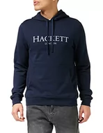 Bluzy męskie - Hackett London Hackett LDN męska bluza z kapturem, Niebieski (Dk Navy), S - miniaturka - grafika 1