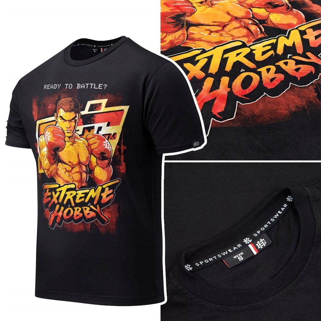 Koszulka Bawełna T-Shirt Męski Extreme Hobby Arcade Czarna R. L
