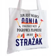 Torby i wózki na zakupy - Torba Bawełniana biała dla Strażaka Na Prezent ekologiczna Trwały Nadruk - miniaturka - grafika 1