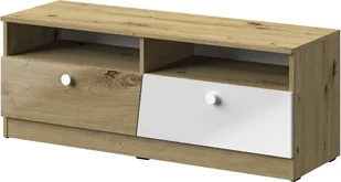 Minio, szafka TV, szafka RTV "Nantes" 120 cm, fronty wysoki połysk, kolor dąb Artisan/biały - Szafki RTV - miniaturka - grafika 1