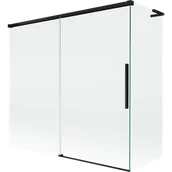 Parawany nawannowe - Mexen Rox L parawan nawannowy 2-skrzydłowy rozsuwany 170 + 80 x 150 cm, transparent, czarny - 8C9L-170-080-70-00 - miniaturka - grafika 1