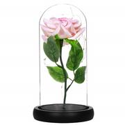 Sztuczne kwiaty - Wieczna róża w szkle 22 cm świecąca ozdoba LED Springos prezent kwiat różowy - miniaturka - grafika 1
