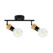 Lampy sufitowe - Britop Regulowana LAMPA sufitowa MARJOLAINE 2831204 loftowa OPRAWA metalowe reflektorki czarne drewno - miniaturka - grafika 1