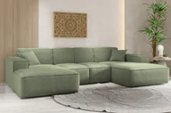 Narożniki - Sofa w kształcie U SIENA narożnik tkanina Poso jasnozielony - miniaturka - grafika 1