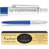 Długopisy - DŁUGOPIS PARKER JOTTER NIEBIESKI + ELEGANCKIE PUDEŁKO Z DEDYKACJĄ + GRAWER - miniaturka - grafika 1
