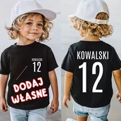 Koszulki dla dziewczynek - Koszulka dla dziecka w stylu sportowej koszulki z nazwiskiem i numerem - miniaturka - grafika 1