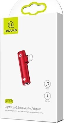 Adapter USB Usams USAMS Adapter AU07 2w1 Lightning czerwo ny/red lightning + 3,5mm SJ276LN03 US-SJ276