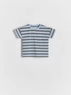 Koszulki dla chłopców - Reserved - T-shirt oversize w paski - jasnoniebieski - miniaturka - grafika 1