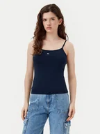 Koszulki i topy damskie - Tommy Jeans Top Essential DW0DW20675 Granatowy Slim Fit - miniaturka - grafika 1