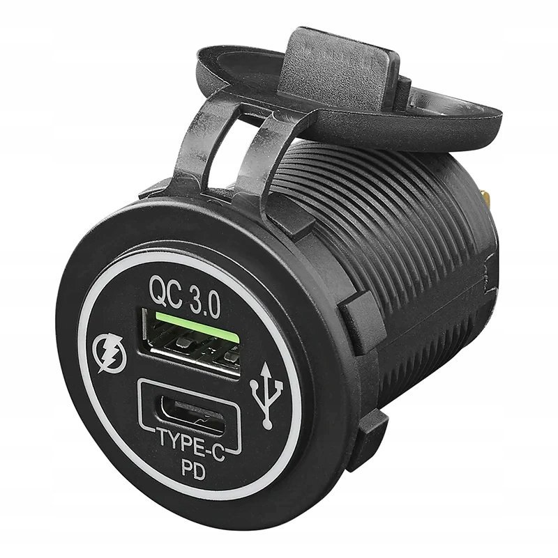 Ładowarka samochodowa gniazdo szybka USB typ A + C podwójna12/24 V 3 A
