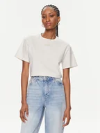 Koszulki i topy damskie - Calvin Klein T-Shirt Micro Logo K20K206629 Écru Regular Fit - miniaturka - grafika 1