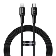Kable USB - Baseus Halo Data Podświetlany kabel Type-C - Lightning do iPhone iPad Power Delivery 18W 1m czarny CATLGH-01 - miniaturka - grafika 1