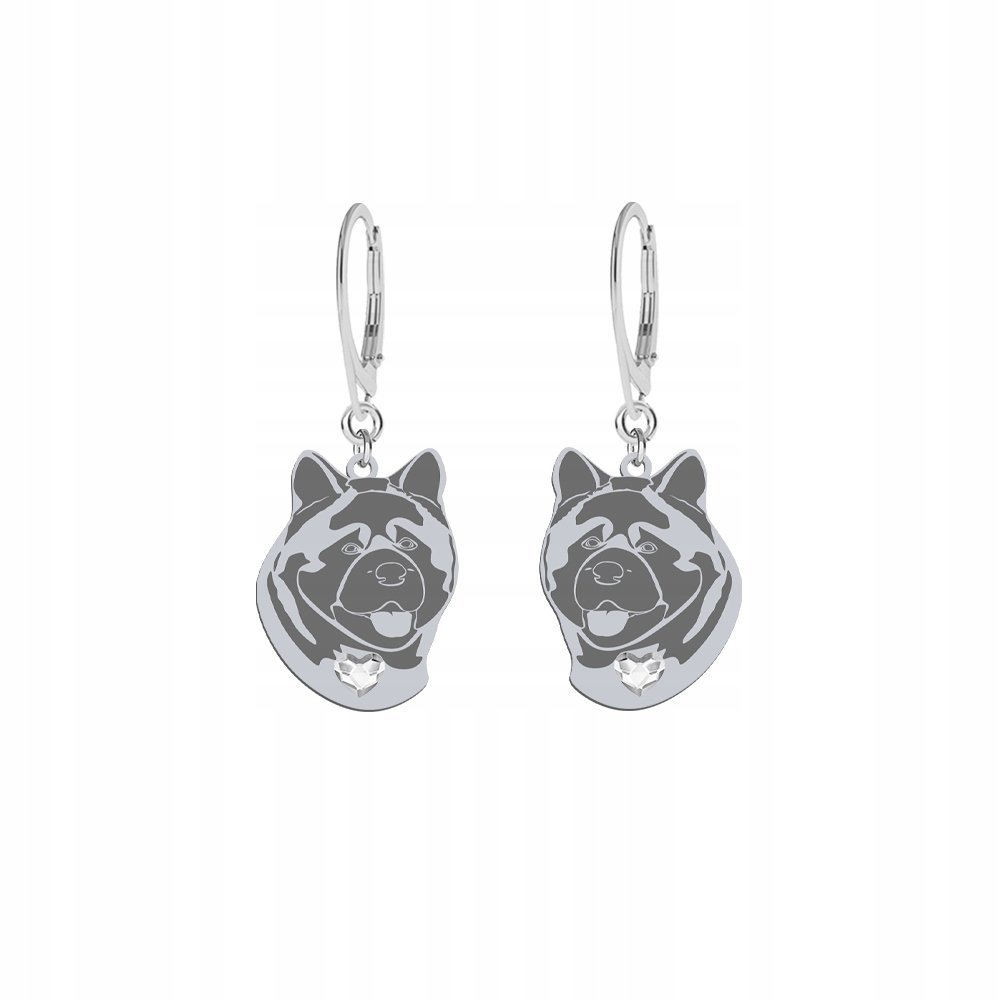 Kolczyki Srebrne z psem Akita Amerykańska 925 Biżuteria GRAWER GRATIS