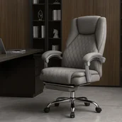 Fotele i krzesła biurowe - Fotel Biurowy Masujący z Funkcją Podgrzewania GIORGIO Obrotowy Szary Nowoczesny - miniaturka - grafika 1