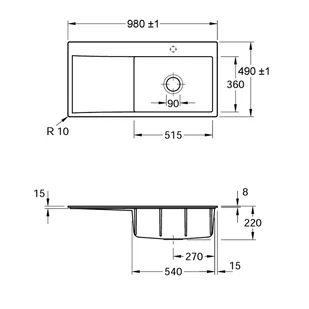 Villeroy & Boch  Subway Style 60 336202i4 i4 Graphit - Zlewozmywaki - miniaturka - grafika 3