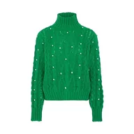 Swetry damskie - faina Damski sweter z golfem zielony M/L, zielony, M - miniaturka - grafika 1