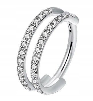 Tytanowy Kolczyk Clicker PIERCING Cyrkonie Podwójne kółko HELIX Lobe 1,2/8