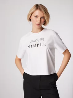 Koszulki i topy damskie - Simple T-Shirt TSD550-01 Biały Relaxed Fit - grafika 1