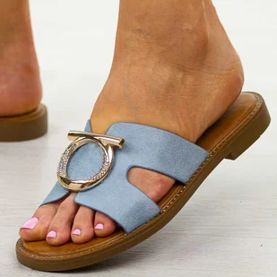 Niebieskie płaskie klapki damskie Vinceza 17381 - Klapki i japonki damskie - miniaturka - grafika 1