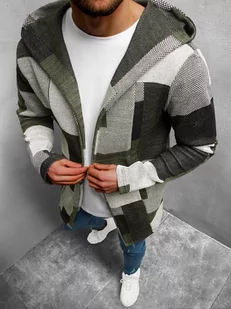 BLUZA MĘSKA Z KAPTUREM ZIELONA OZONEE N/3501Z - Ozonee - Bluzy męskie - miniaturka - grafika 1