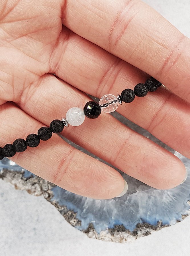 Męska bransoletka ZNAK ZODIAKU WAGA - kamienie naturalne - regulowana