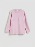 Swetry damskie - Reserved - Gładki sweter - różowy - miniaturka - grafika 1