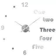Zegary - Duży Zegar Ścienny Naklejany Na Ścianę Nowoczesny Srebrny - miniaturka - grafika 1