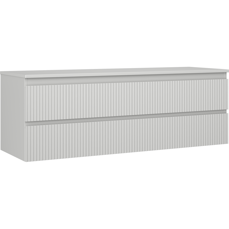 Mexen Rivel szafka łazienkowa podumywalkowa 140 cm z blatem, 2 szuflady, ryflowana , szara mat - 91A20-14047-2-BFFC62