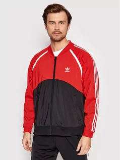 Bluzy męskie - Adidas Bluza Sst Blocked HC2076 Czerwony Regular Fit - grafika 1