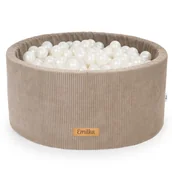 Suche baseny - Suchy basen 90 x 40 cm + 200 białych piłeczek kulek w zestawie - sztruks - beż - miniaturka - grafika 1