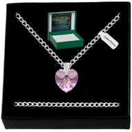 Łańcuszki - Srebrny Naszyjnik Serce Swarovski 925 Łańcuszek Zawieszka Prezent Dla Żony - miniaturka - grafika 1