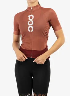 Koszulka rowerowa damska POC Essential Road Logo Jersey - salt/red - Koszulki rowerowe - miniaturka - grafika 1