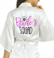 Piżamy damskie - SZLAFROK SATYNOWY BIAŁY Wieczór Panieński BRIDE'S SQUAD Różne Wzory - miniaturka - grafika 1