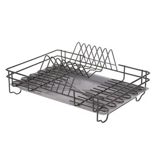 Suszarka do naczyń 1-poziomowa 35 cm czarna z tacką - Suszarki do naczyń - miniaturka - grafika 1