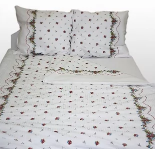 Pościel Z Kory 180X200 Bordiura Biało-Czerwona Na Guziki 100% Bawełna Gruba - Pościel - miniaturka - grafika 1