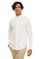 Koszule męskie - Trendyol Męska koszula o kroju slim fit z lnianym przypinką, rozmiar S - miniaturka - grafika 1